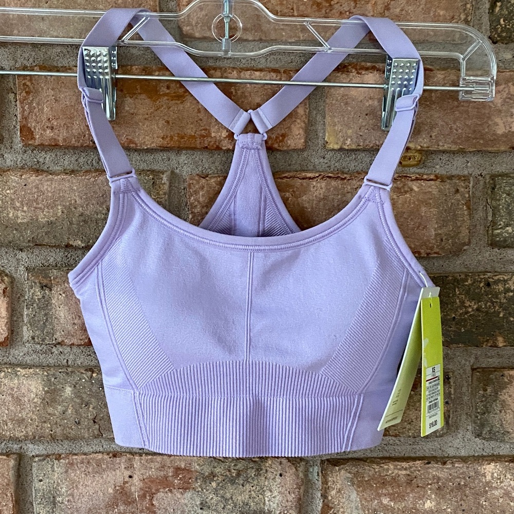 All in Motion Purple Sports Bra Racerback Design XS 32A 32B NWT